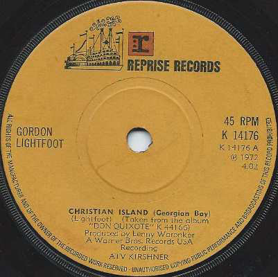 Accords et paroles Christian Island Georgian Bay Gordon Lightfoot