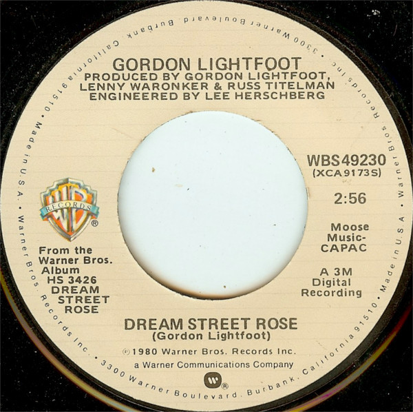 Accords et paroles Dream Street Rose Gordon Lightfoot