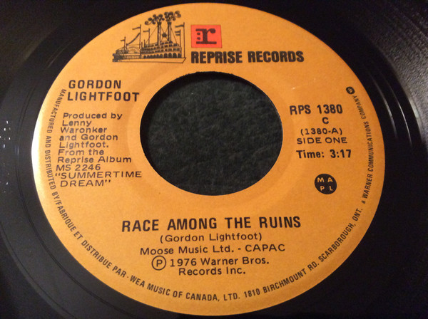 Accords et paroles Race Among The Ruins Gordon Lightfoot