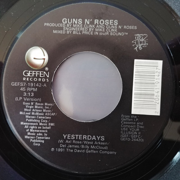 Accords et paroles Yesterdays Guns N' Roses