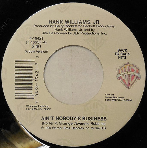 Accords et paroles Ain't Nobody's Business Hank Williams, Jr.
