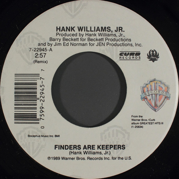 Accords et paroles Finders Are Keepers Hank Williams, Jr.