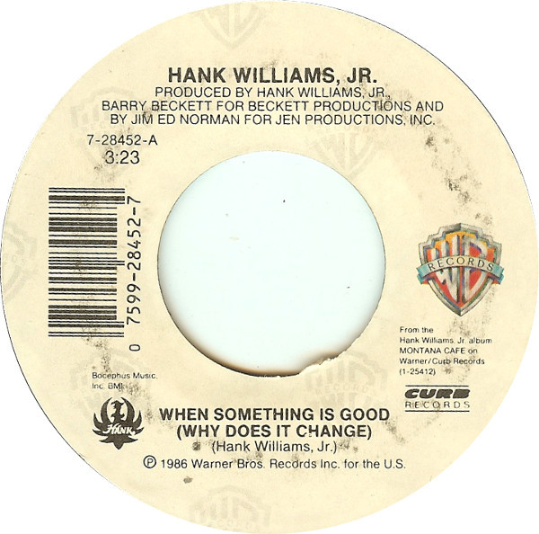Accords et paroles When Something Is Good (why Does It Change) Hank Williams, Jr.
