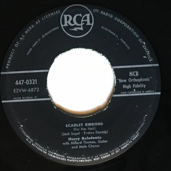Accords et paroles Scarlet Ribbons Harry Belafonte