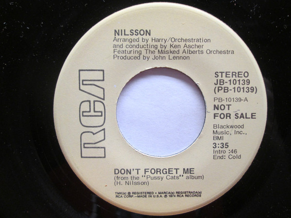 Accords et paroles Don't Forget Me Harry Nilsson