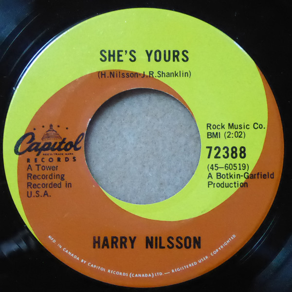 Accords et paroles Shes Yours Harry Nilsson