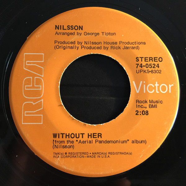 Accords et paroles Without Her Harry Nilsson