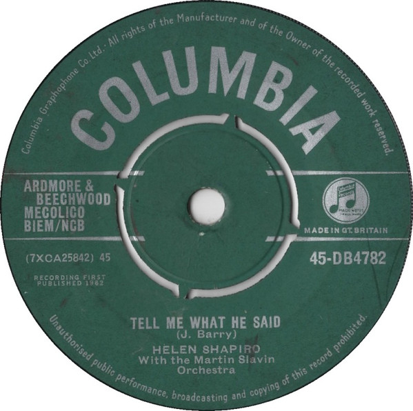 Accords et paroles Tell Me What He Said Helen Shapiro