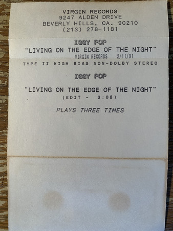 Accords et paroles Living On The Edge Of The Night Iggy Pop
