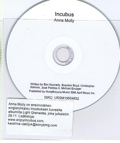 Accords et paroles Anna molly Incubus