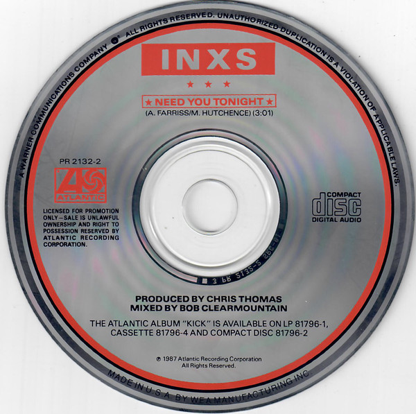 Accords et paroles Need You Tonight INXS