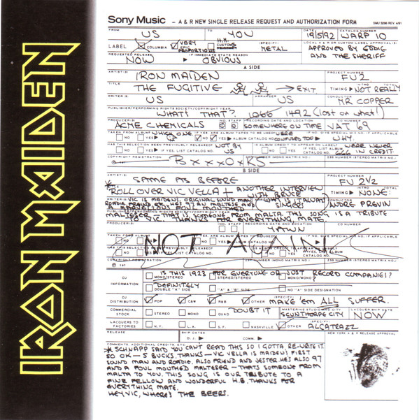 Accords et paroles The Fugitive Iron Maiden