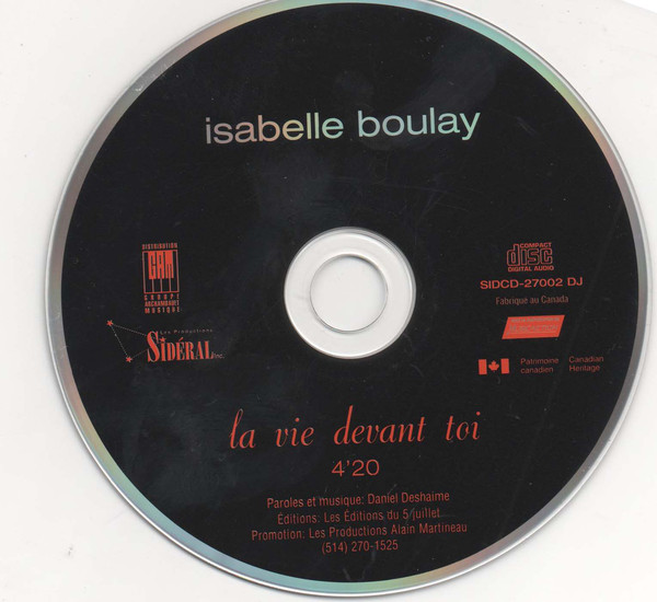 Accords et paroles La vie devant toi Isabelle Boulay