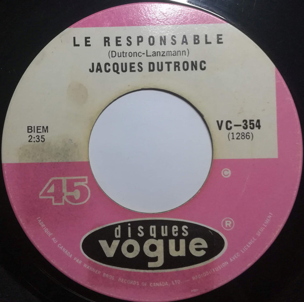 Accords et paroles Le Responsable Jacques Dutronc