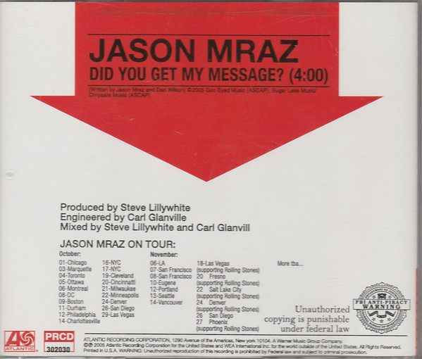 Accords et paroles Did You Get My Message? Jason Mraz
