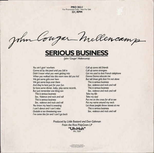 Accords et paroles Serious Business John Mellencamp