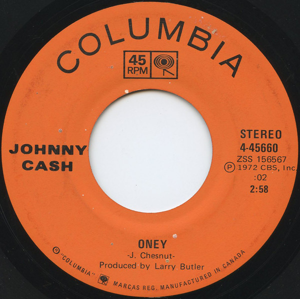 Accords et paroles Oney Johnny Cash