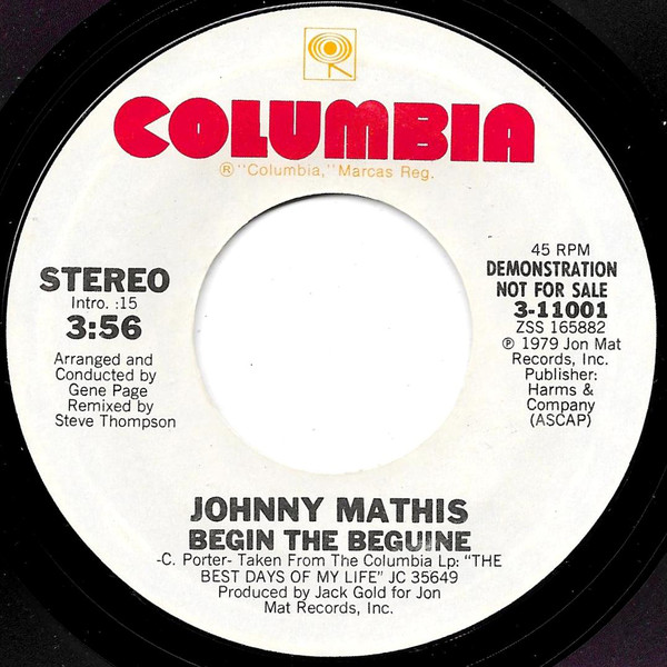 Accords et paroles Begin The Beguine Johnny Mathis