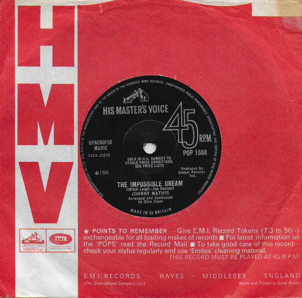 Accords et paroles The Impossible Dream Johnny Mathis