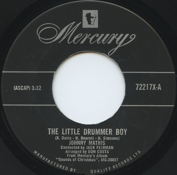 Accords et paroles The Little Drummer Boy Johnny Mathis
