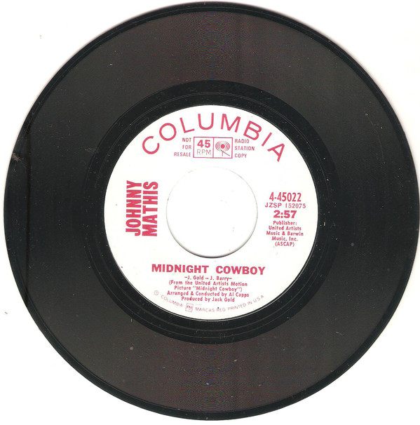 Accords et paroles Midnight Cowboy Johnny Mathis