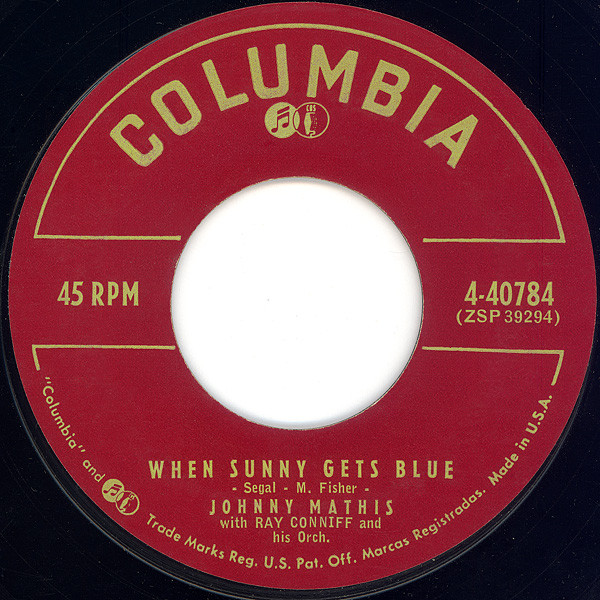 Accords et paroles When sunny gets blue Johnny Mathis