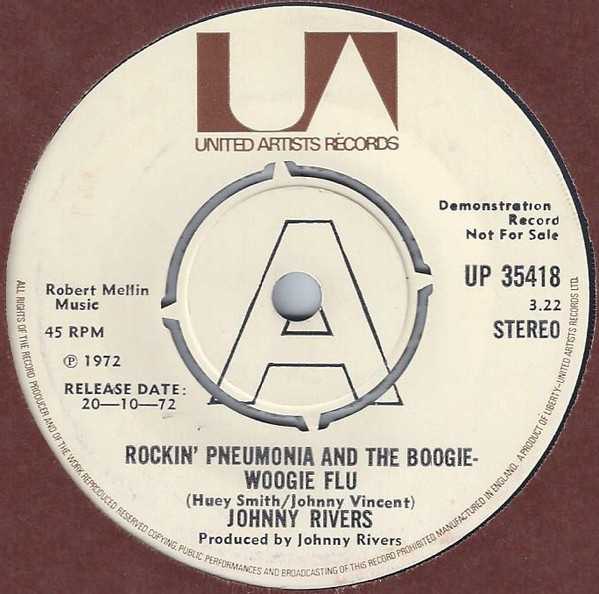 Accords et paroles Rockin pneumonia and the Boogie Woogie flu Johnny Rivers