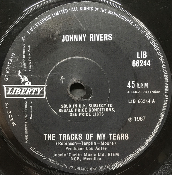 Accords et paroles The Tracks Of My Tears Johnny Rivers