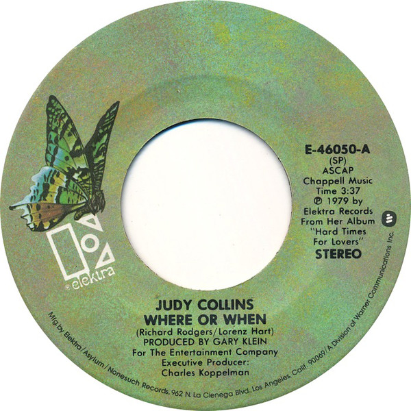 Accords et paroles Where Or When Judy Collins
