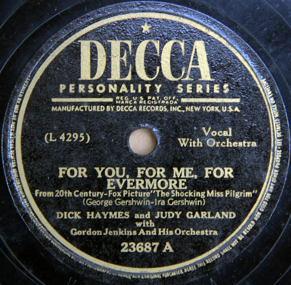 Accords et paroles For You, For Me, For Evermore Judy Garland