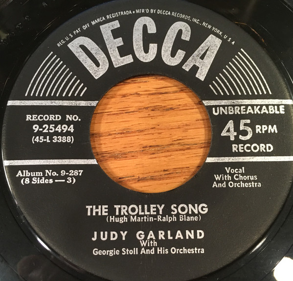 Accords et paroles The Trolley Song Judy Garland