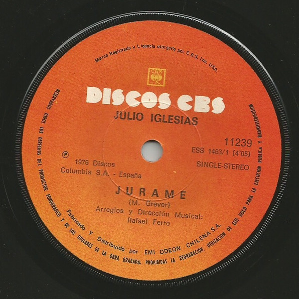 Accords et paroles Ay Ay Ay Julio Iglesias