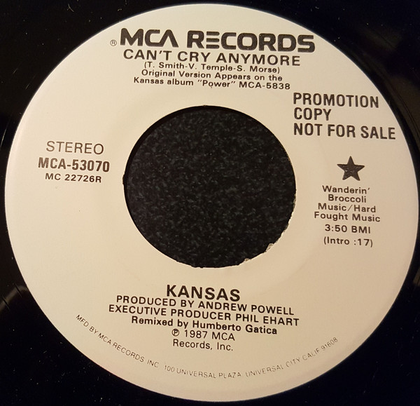 Accords et paroles Cant Cry Anymore Kansas