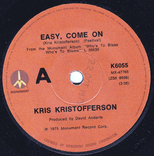 Accords et paroles Easy Come On Kris Kristofferson
