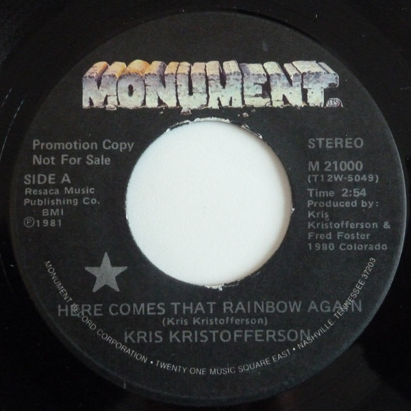 Accords et paroles Here Comes That Rainbow Kris Kristofferson
