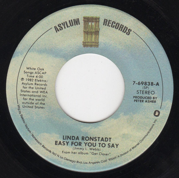 Accords et paroles Easy For You To Say Linda Ronstadt
