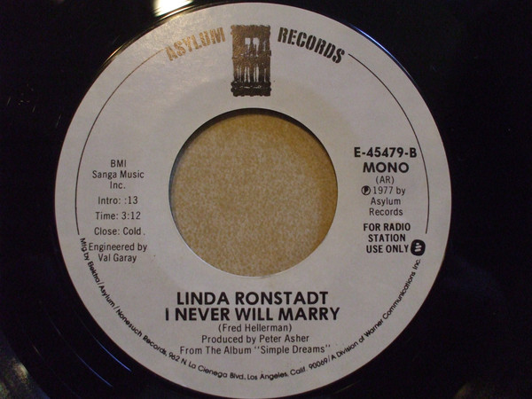 Accords et paroles I Never Will Marry Linda Ronstadt
