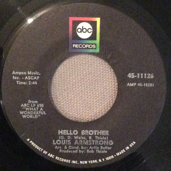 Accords et paroles Hello Brother Louis Armstrong