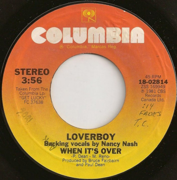 Accords et paroles When Its Over Loverboy