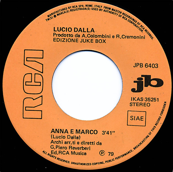 Accords et paroles Anna e Marco Lucio Dalla