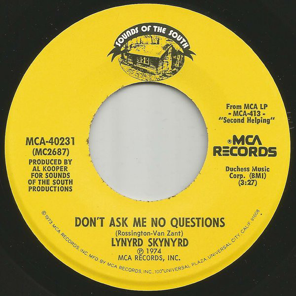 Accords et paroles Dont Ask Me No Questions Lynyrd Skynyrd
