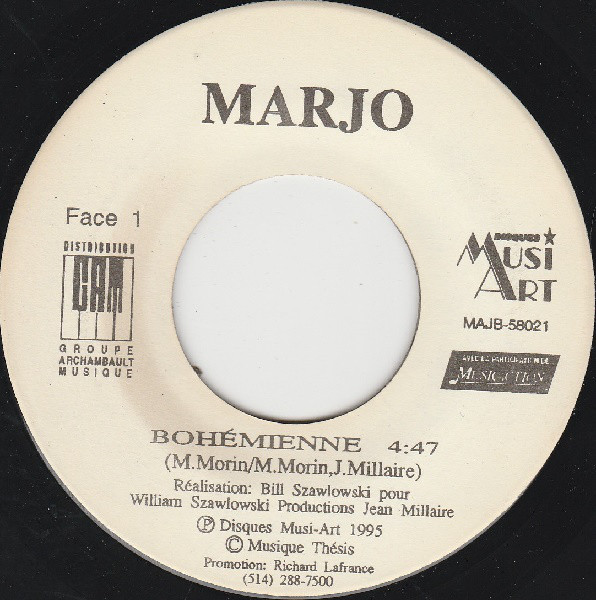 Accords et paroles Bohémienne Marjo