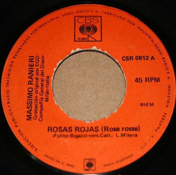 Accords et paroles Rosas Rojas Massimo Ranieri