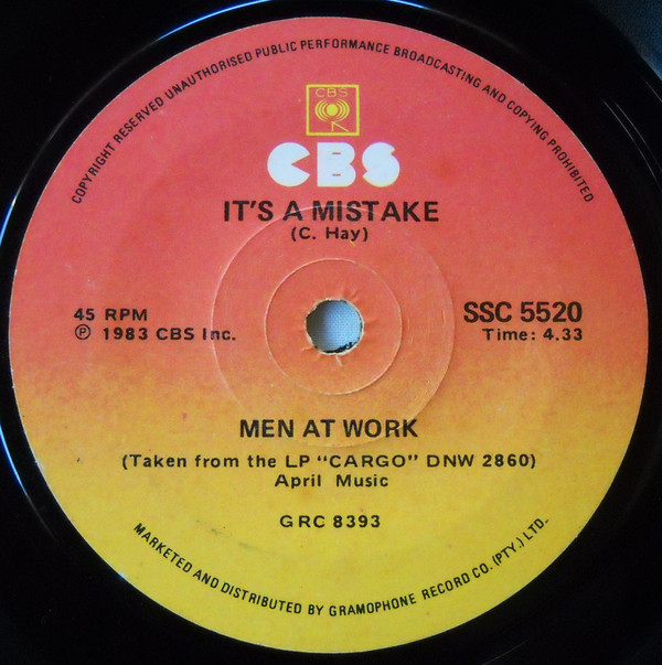 Accords et paroles Blue For You Men At Work