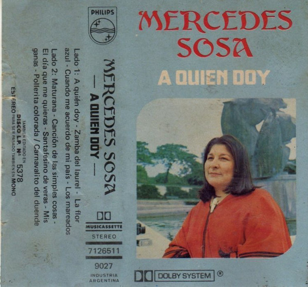 Accords et paroles A Quien Doy Mercedes Sosa