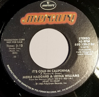 Accords et paroles Its Cold In California Merle Haggard