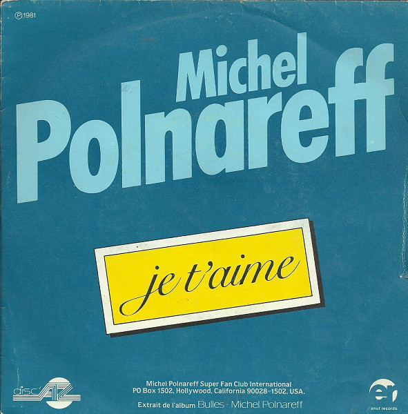 Accords et paroles Je t'aime Michel Polnareff