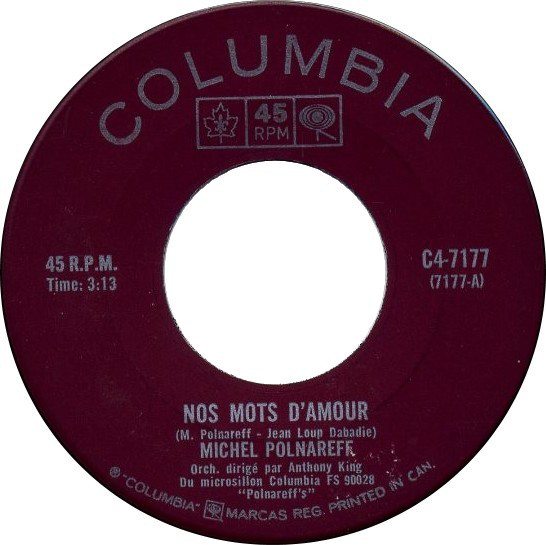 Accords et paroles Nos mots d'amour Michel Polnareff