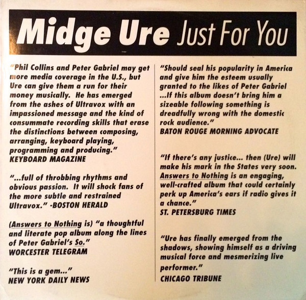 Accords et paroles Just For You Midge Ure