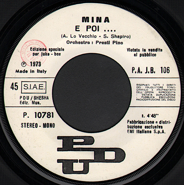 Accords et paroles E Poi Mina
